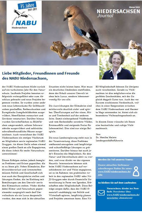 Cover NABU Niedersachsen Journal 4/22